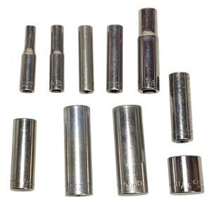 Craftsman 10 Pc Socket Set 1/4" 1/2" Drive 3/16-11/16” SAE 6 Pt Deep Shallow